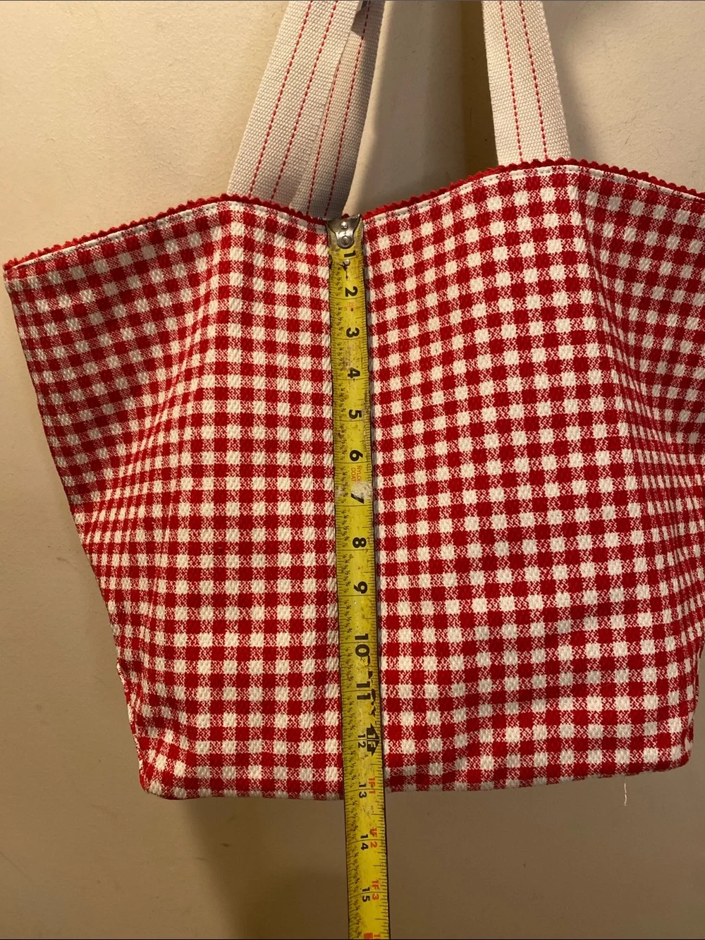 Universal Threads Reversable Red Gingham Canvas  Tote Bag  NWT